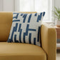 24" Blue And Ivory Geometric Cotton Blend Throw Pillow Cover