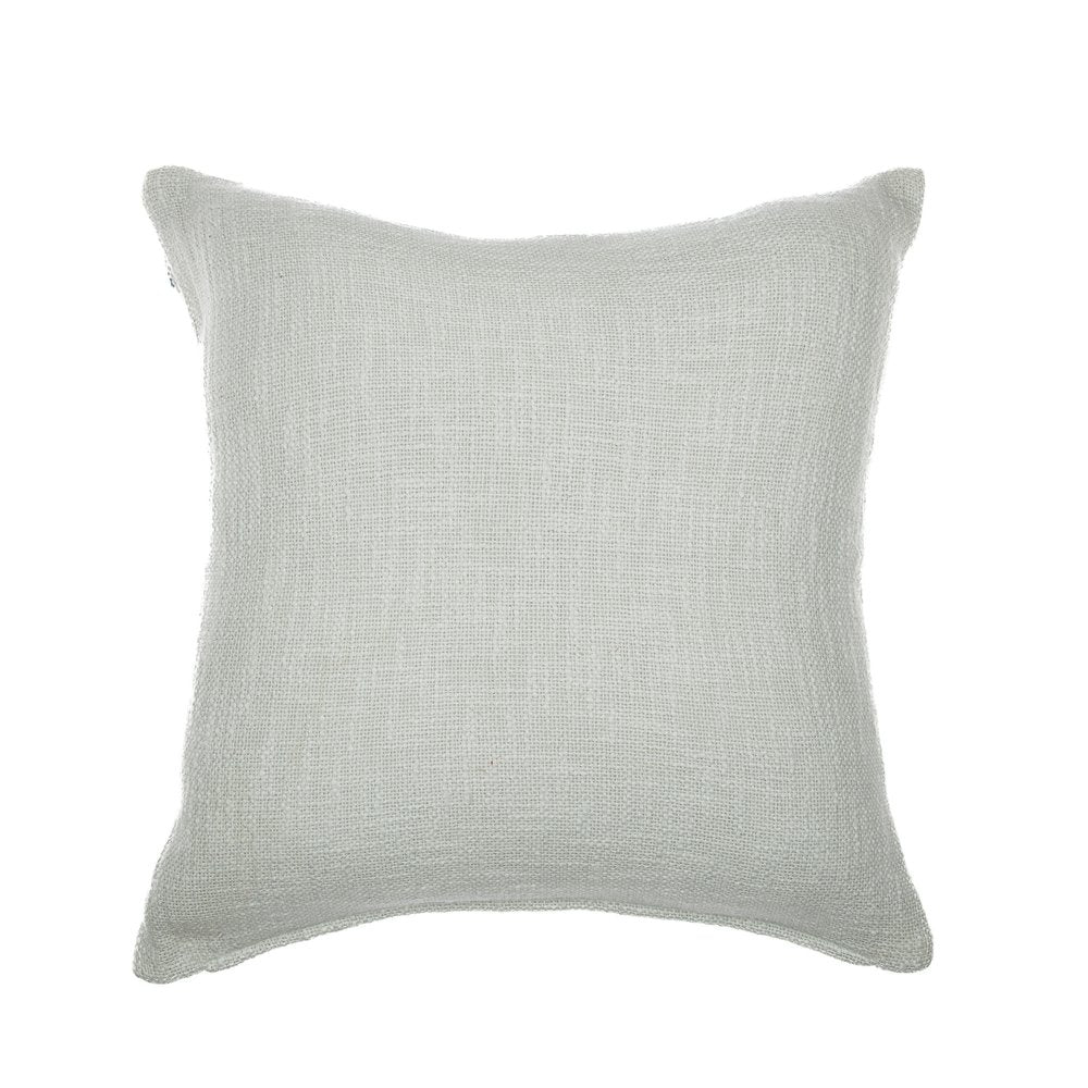 24" Blue And Ivory Geometric Cotton Blend Throw Pillow Cover