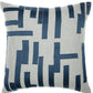 24" Blue And Ivory Geometric Cotton Blend Throw Pillow Cover