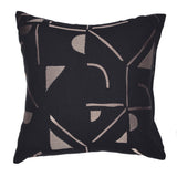 20" Black And Beige Geometric Cotton Blend Throw Pillow Cover