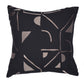24" Black And Beige Geometric Cotton Blend Throw Pillow Cover