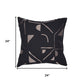 24" Black And Beige Geometric Cotton Blend Throw Pillow Cover