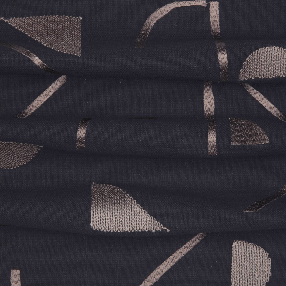 24" Black And Beige Geometric Cotton Blend Throw Pillow Cover