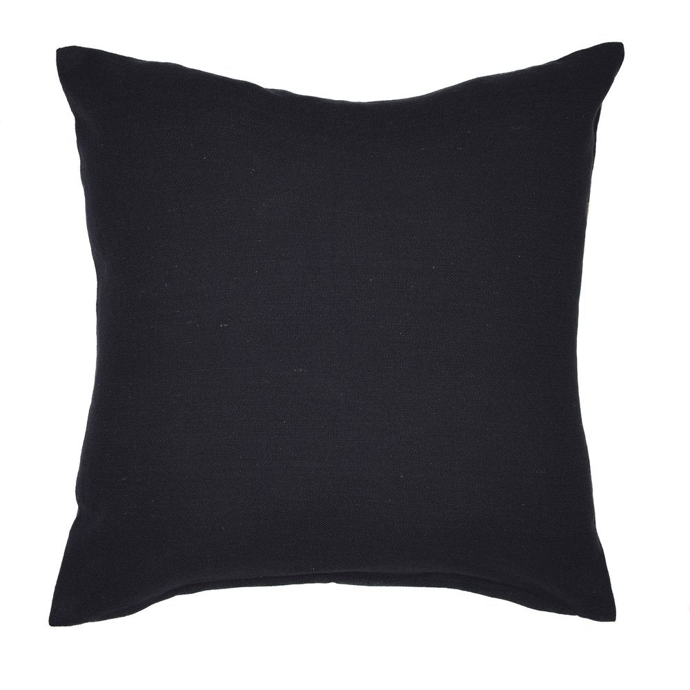 24" Black And Beige Geometric Cotton Blend Throw Pillow Cover