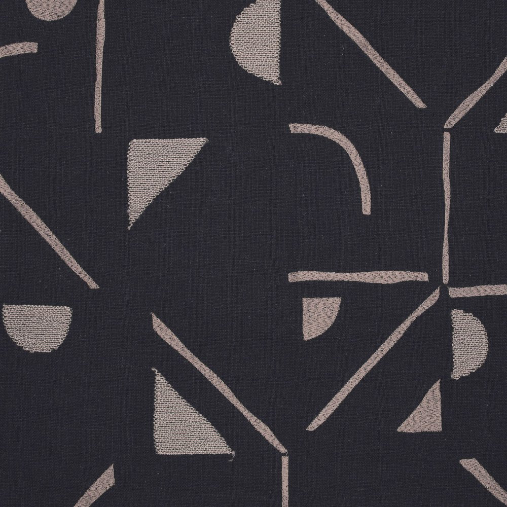 24" Black And Beige Geometric Cotton Blend Throw Pillow Cover