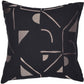 24" Black And Beige Geometric Cotton Blend Throw Pillow Cover