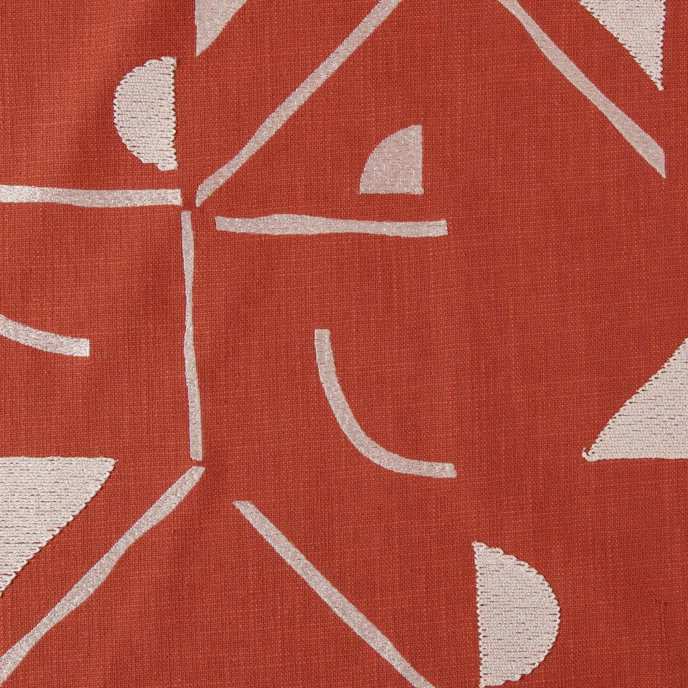 24" Orange And Ivory Geometric Cotton Blend Throw Pillow Cover