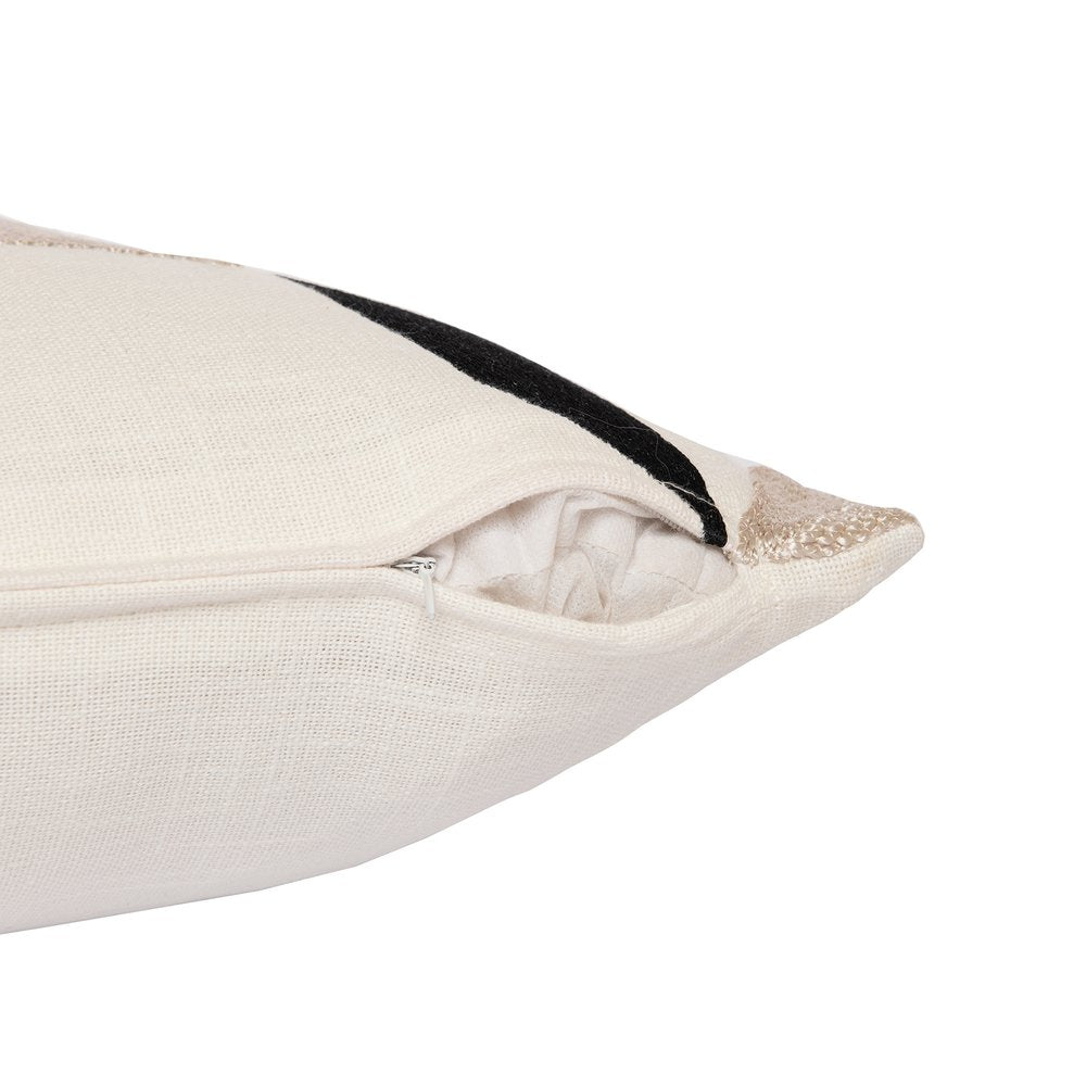 24" Ivory And Taupe Geometric Cotton Blend Throw Pillow Cover