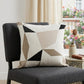 24" Ivory And Taupe Geometric Cotton Blend Throw Pillow Cover
