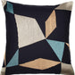 20" Denim Blue And Beige Geometric Cotton Blend Throw Pillow Cover