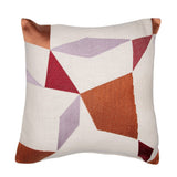 20" Ivory Brown And Red Geometric Cotton Blend Throw Pillow Cover