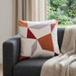 24" Ivory Brown And Red Geometric Cotton Blend Throw Pillow Cover