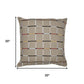 20" Beige And White Check Cotton Blend Throw Pillow Cover