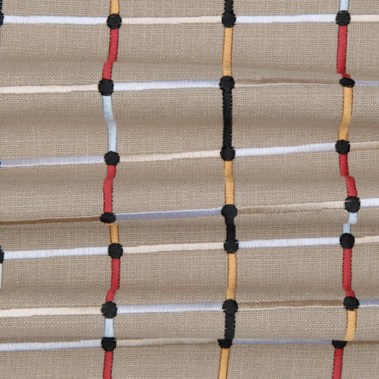 24" Beige And White Check Cotton Blend Throw Pillow Cover