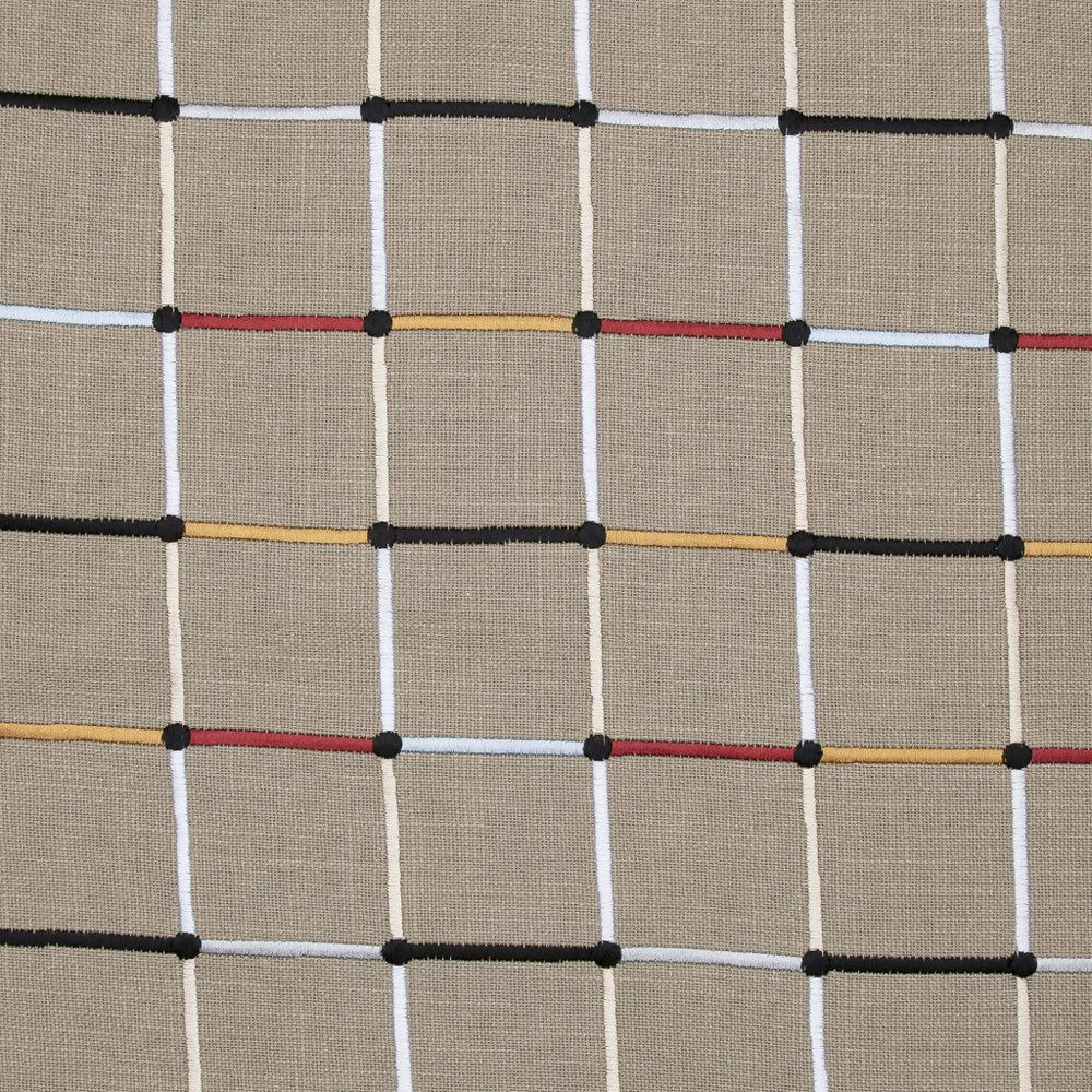 24" Beige And White Check Cotton Blend Throw Pillow Cover