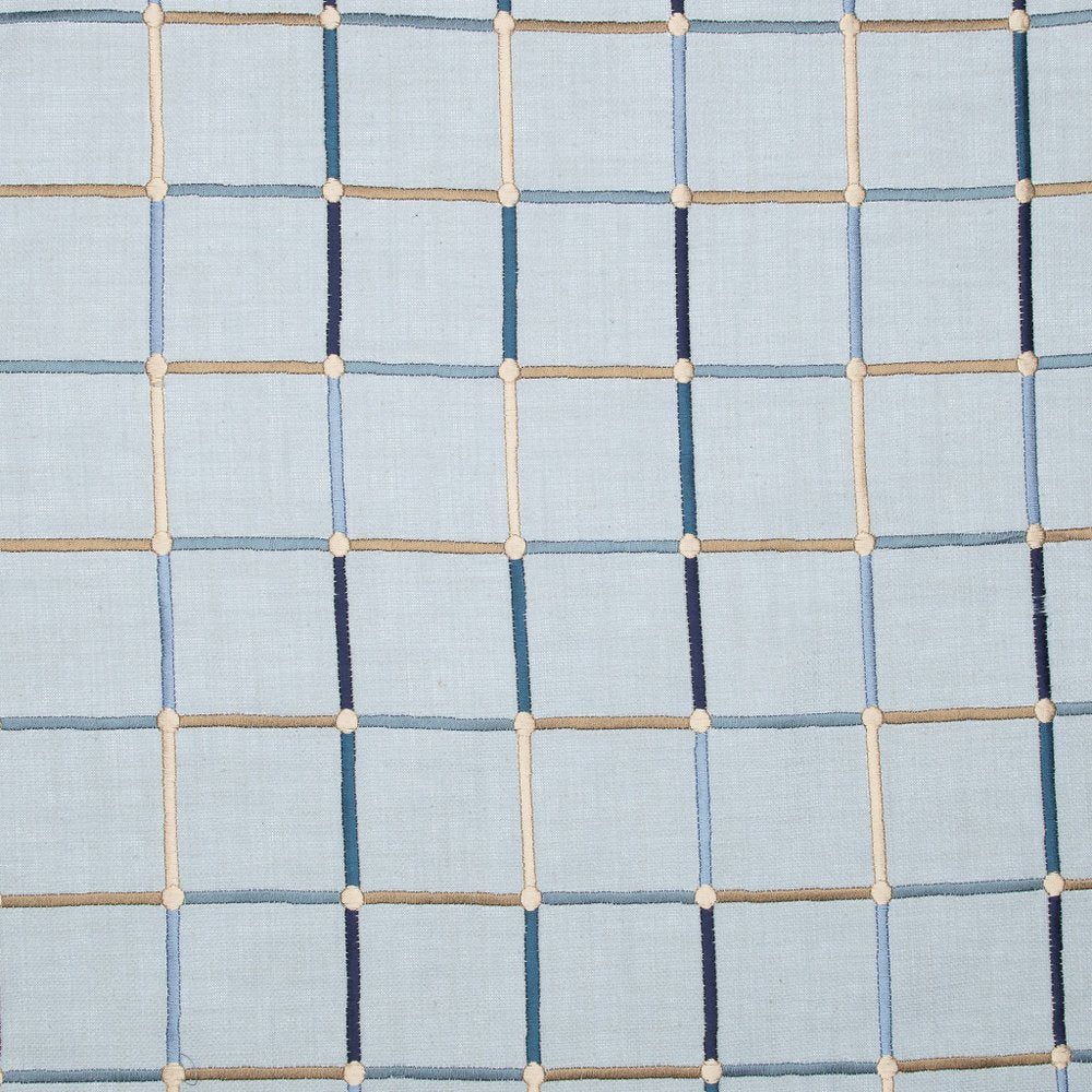 20" Light Blue And Ivory Check Cotton Blend Throw Pillow Cover