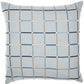 24" Blue Tan And White Check Cotton Blend Throw Pillow Cover