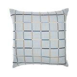 24" Light Blue And Ivory Check Cotton Blend Throw Pillow Cover