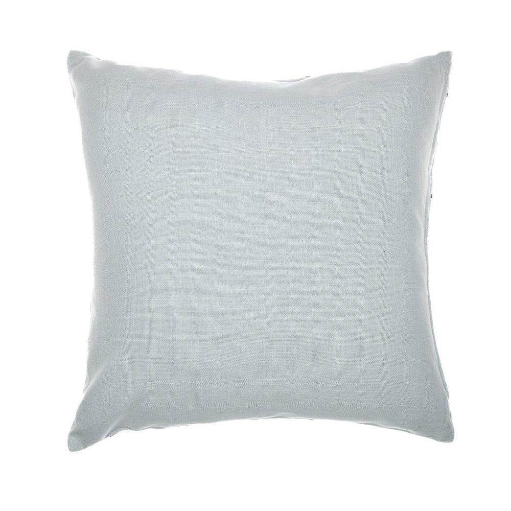 24" Light Blue And Ivory Check Cotton Blend Throw Pillow Cover