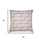 24" Cream Brown And Pink Check Cotton Blend Throw Pillow Cover