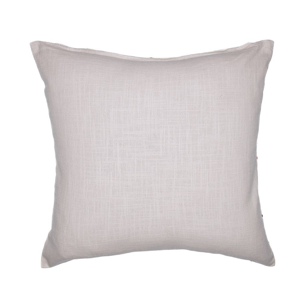 24" Cream Brown And Pink Check Cotton Blend Throw Pillow Cover