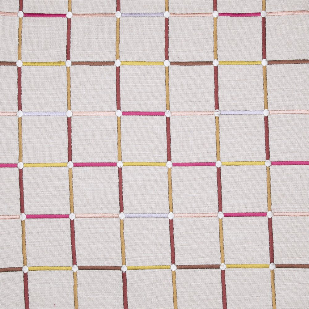 24" Cream Brown And Pink Check Cotton Blend Throw Pillow Cover