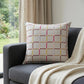 24" Cream Brown And Pink Check Cotton Blend Throw Pillow Cover