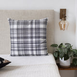 20" White And Black Check Cotton Blend Throw Pillow Cover