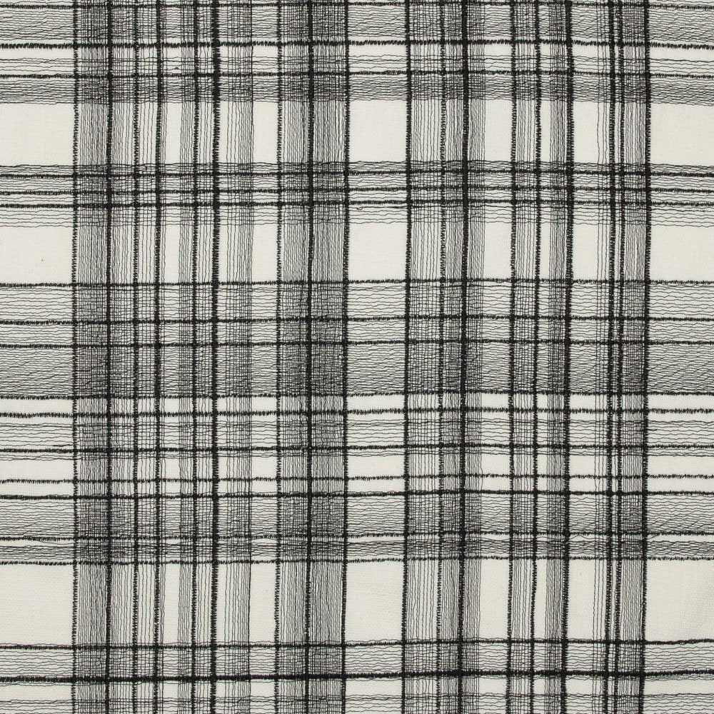 20" White And Black Check Cotton Blend Throw Pillow Cover