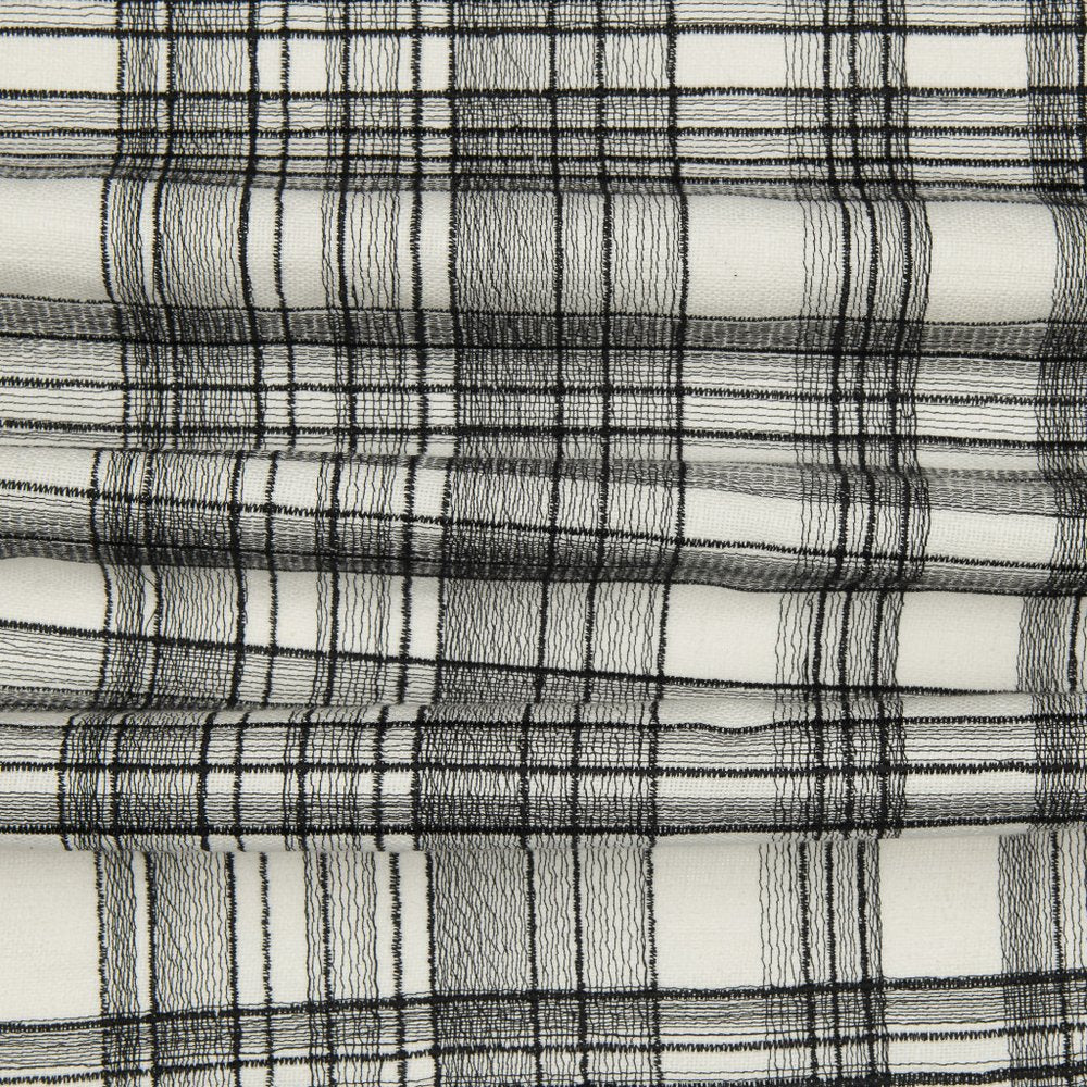 24" White And Black Check Cotton Blend Throw Pillow Cover