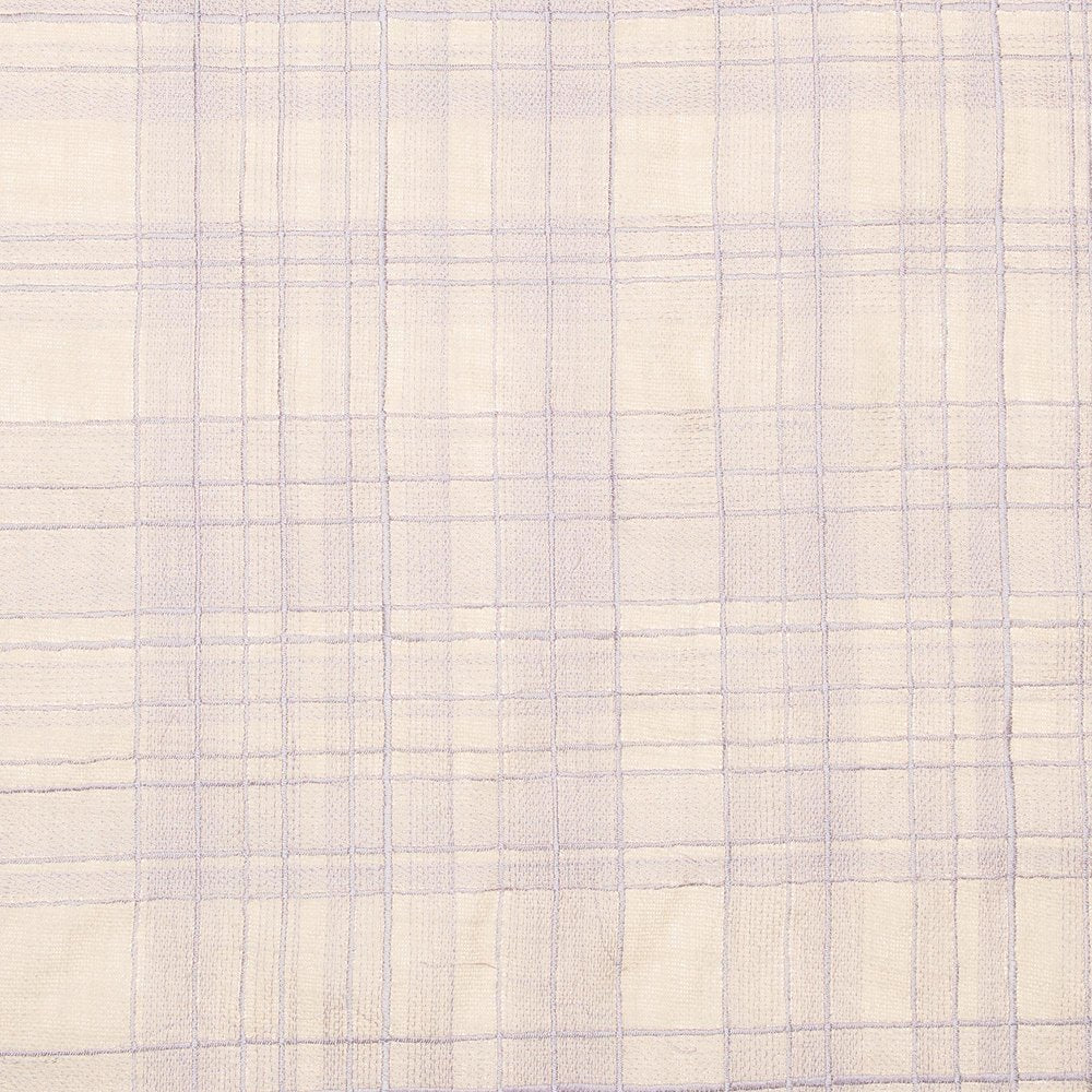 24" Ivory And Lilac Check Cotton Blend Throw Pillow Cover