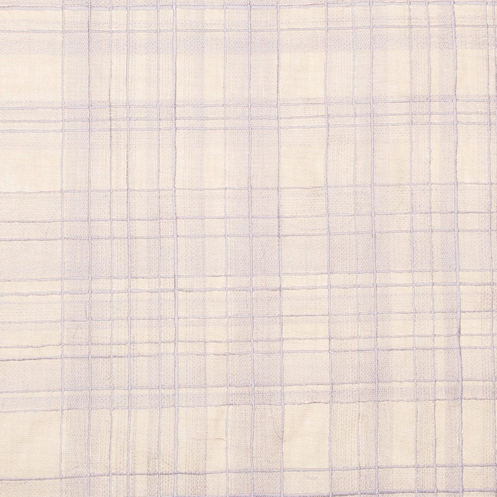 24" Ivory And Purple Check Cotton Blend Throw Pillow Cover