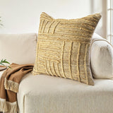 22" Brown And Natural Geometric Cotton Throw Pillow Cover