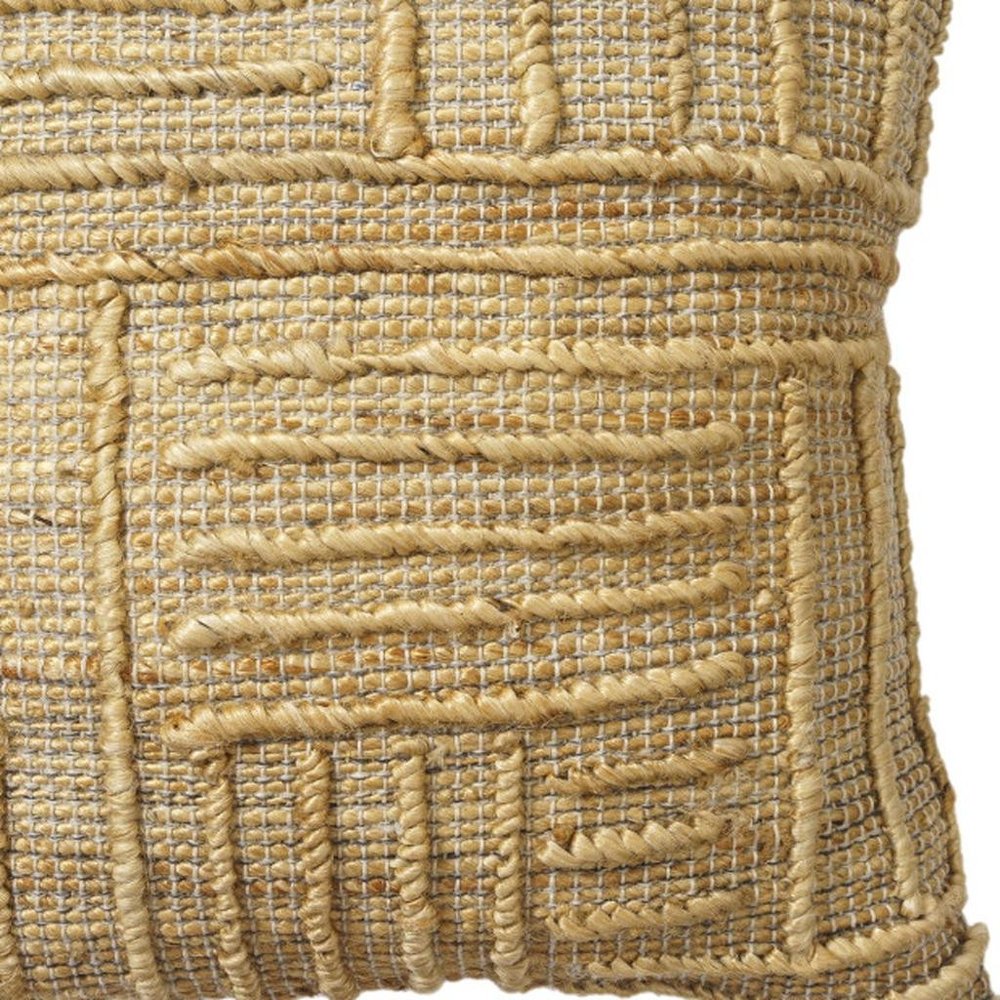 22" Brown And Natural Geometric Cotton Throw Pillow Cover