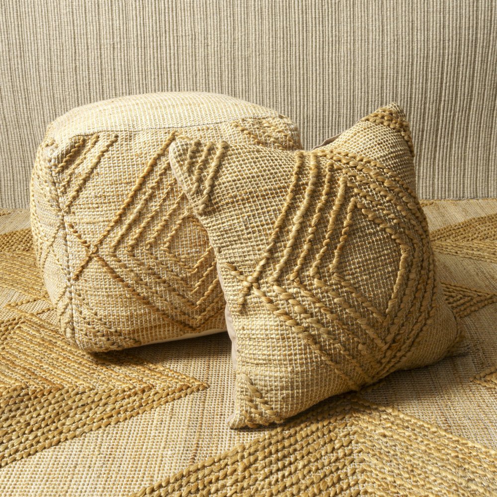22" Natural And Brown Diamond Cotton Throw Pillow Cover