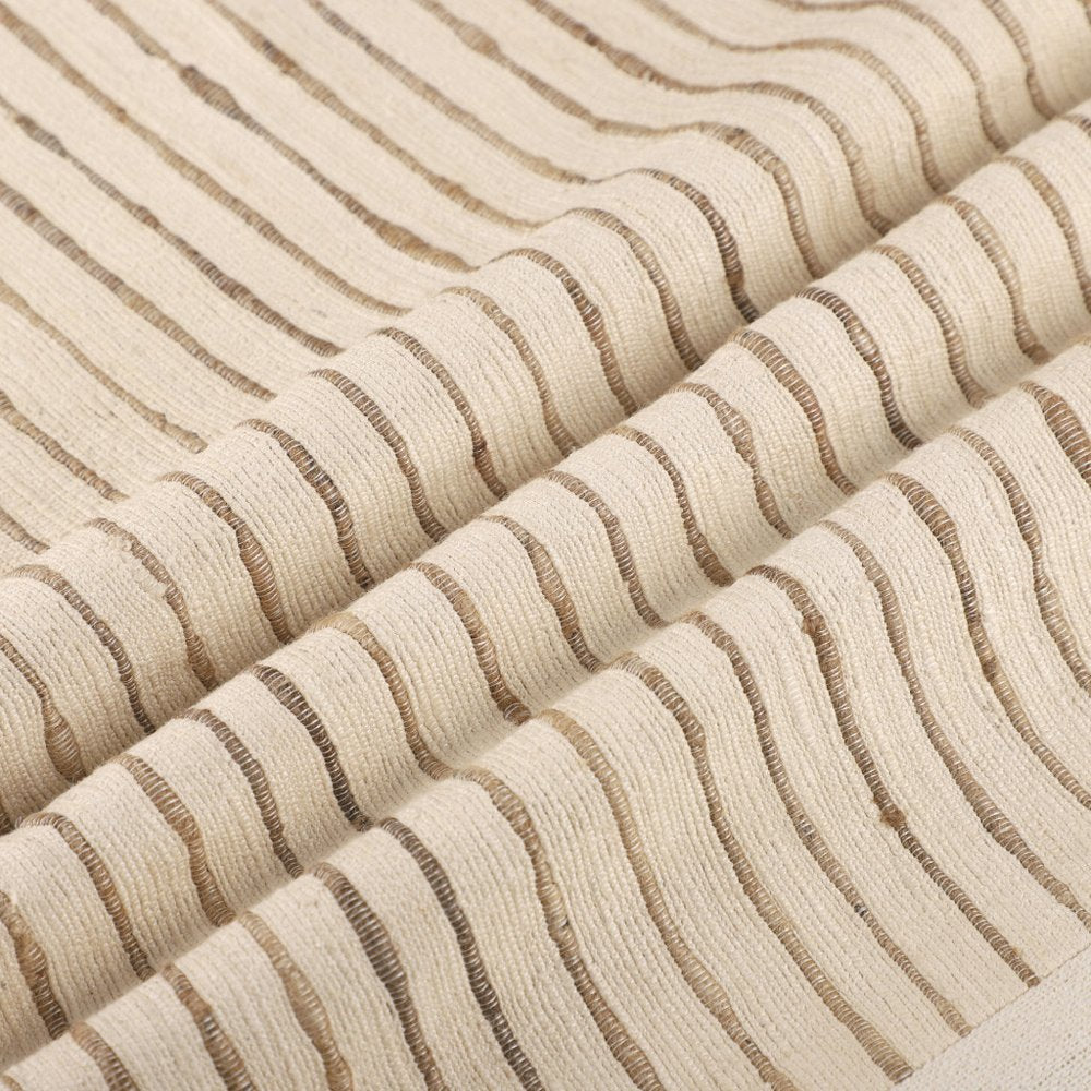 24" White And Beige Check Silk Throw Pillow Cover