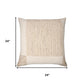 24" White And Beige Check Silk Throw Pillow Cover