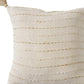 20" White And Beige Striped Cotton Blend Throw Pillow Cover with Tassels Embroidery And Texture