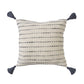 20" Beige And Gray Striped Cotton Blend Throw Pillow Cover