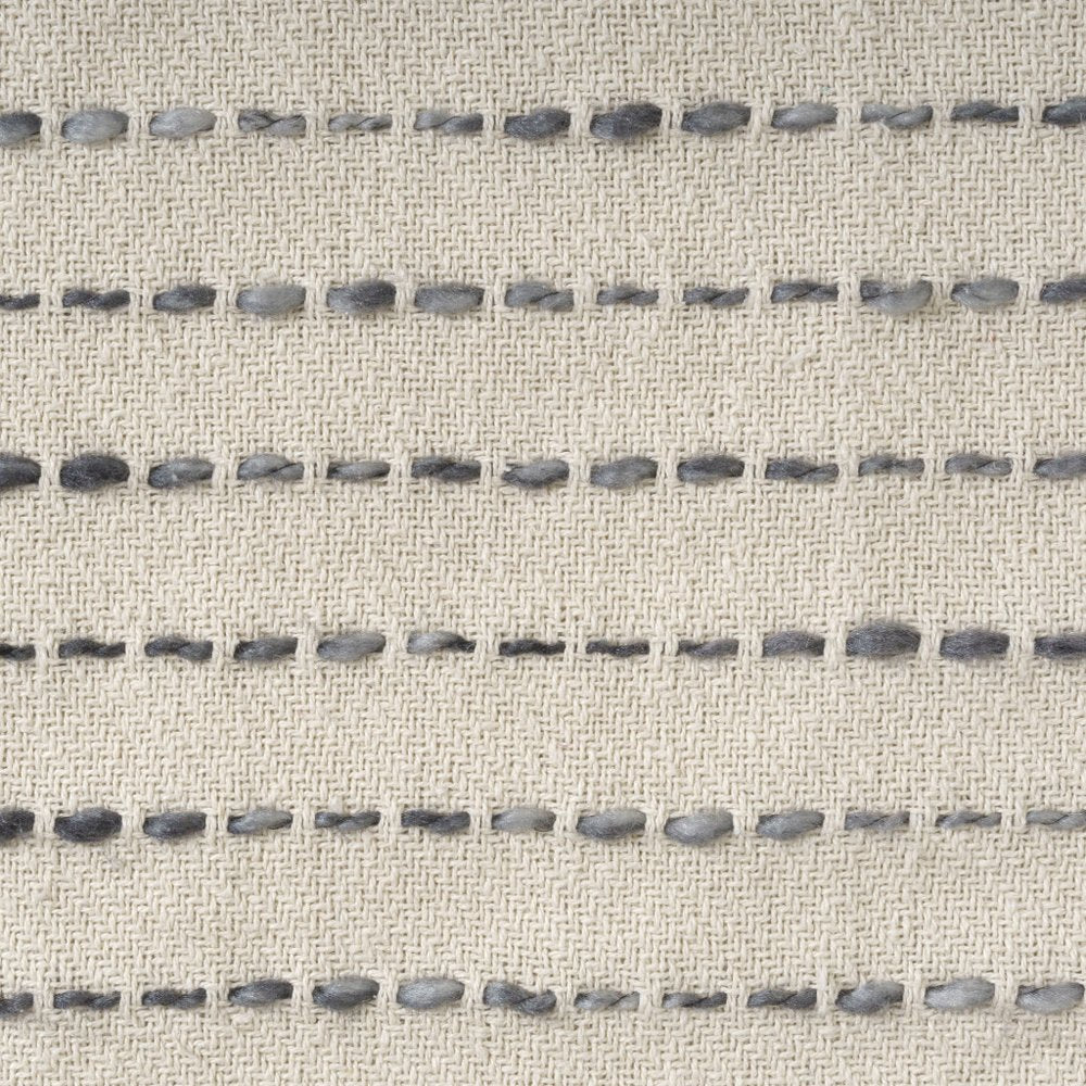 20" Beige And Gray Striped Cotton Blend Throw Pillow Cover with Tassels Embroidery And Texture
