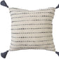 20" Beige And Gray Striped Cotton Blend Throw Pillow Cover