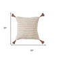 20" Beige And Ivory Striped Cotton Blend Throw Pillow Cover with Tassels