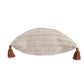 20" Beige And Ivory Striped Cotton Blend Throw Pillow Cover with Tassels