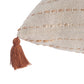 20" Beige And Ivory Striped Cotton Blend Throw Pillow Cover with Tassels