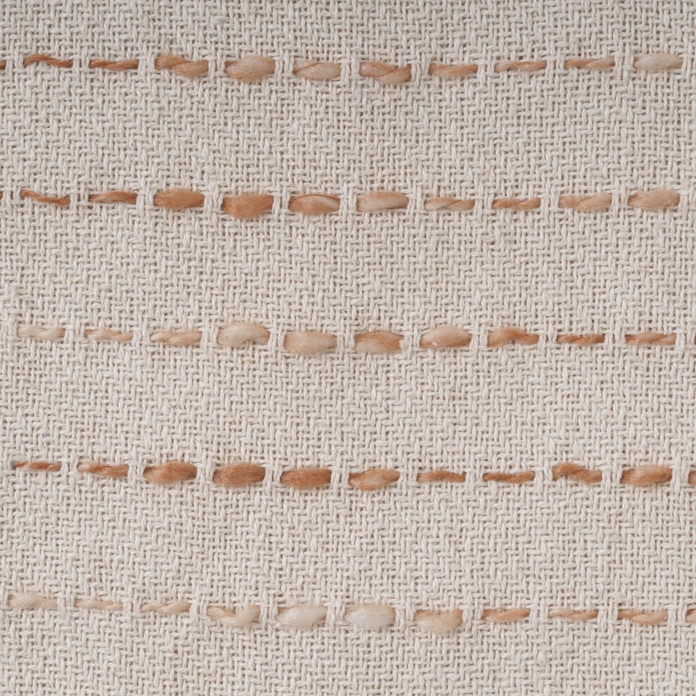 20" Beige And Ivory Striped Cotton Blend Throw Pillow Cover with Tassels