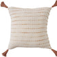 20" Beige And Ivory Striped Cotton Blend Throw Pillow Cover with Tassels