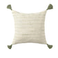 20" Sage And Ivory Striped Cotton Blend Throw Pillow Cover