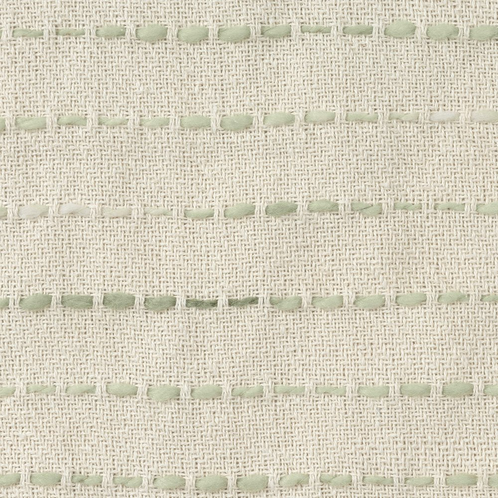20" Green And Ivory Striped Cotton Blend Throw Pillow Cover with Tassels Embroidery And Texture