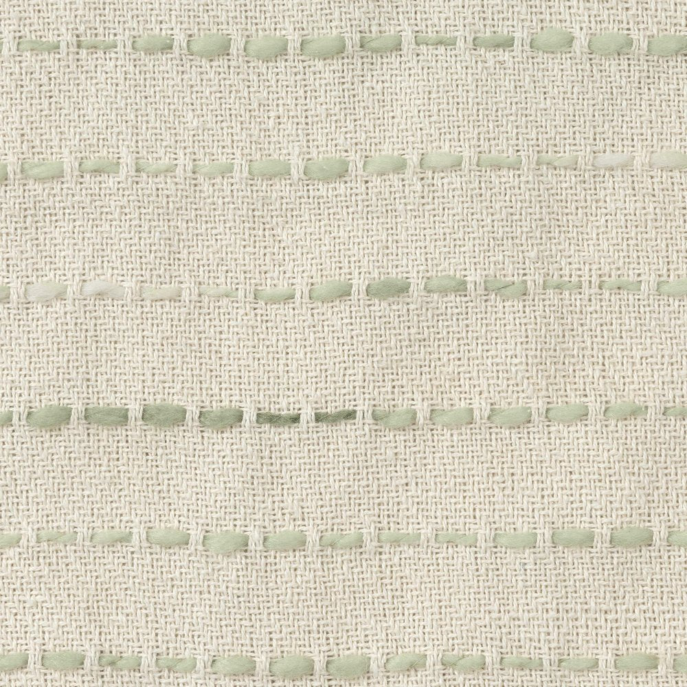 20" Green And Ivory Striped Cotton Blend Throw Pillow Cover with Tassels Embroidery And Texture