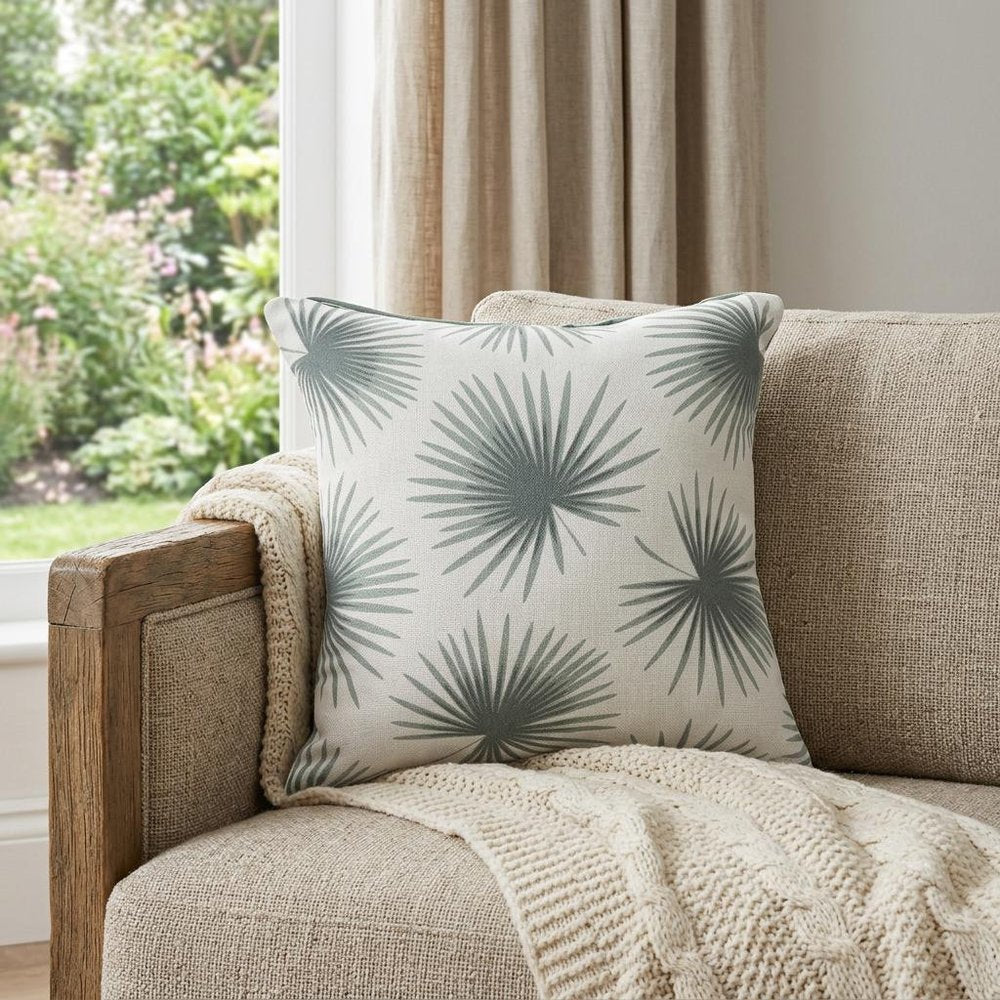 18" Sage And Off White Beach Floral Throw Pillow Cover